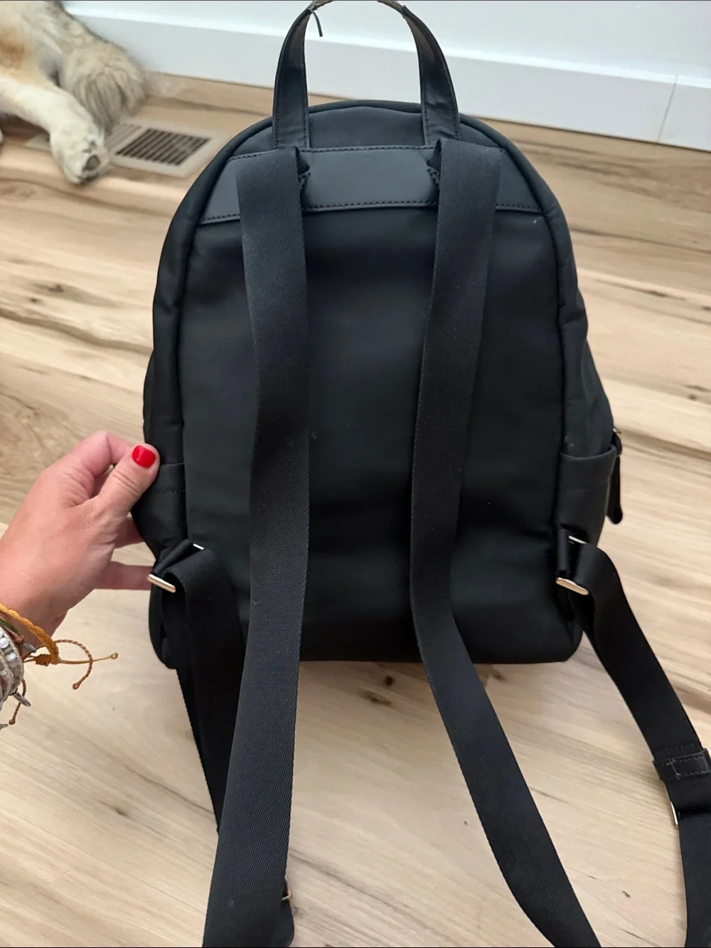 kate spade Black Nylon Mini Backpack with Heart Charm